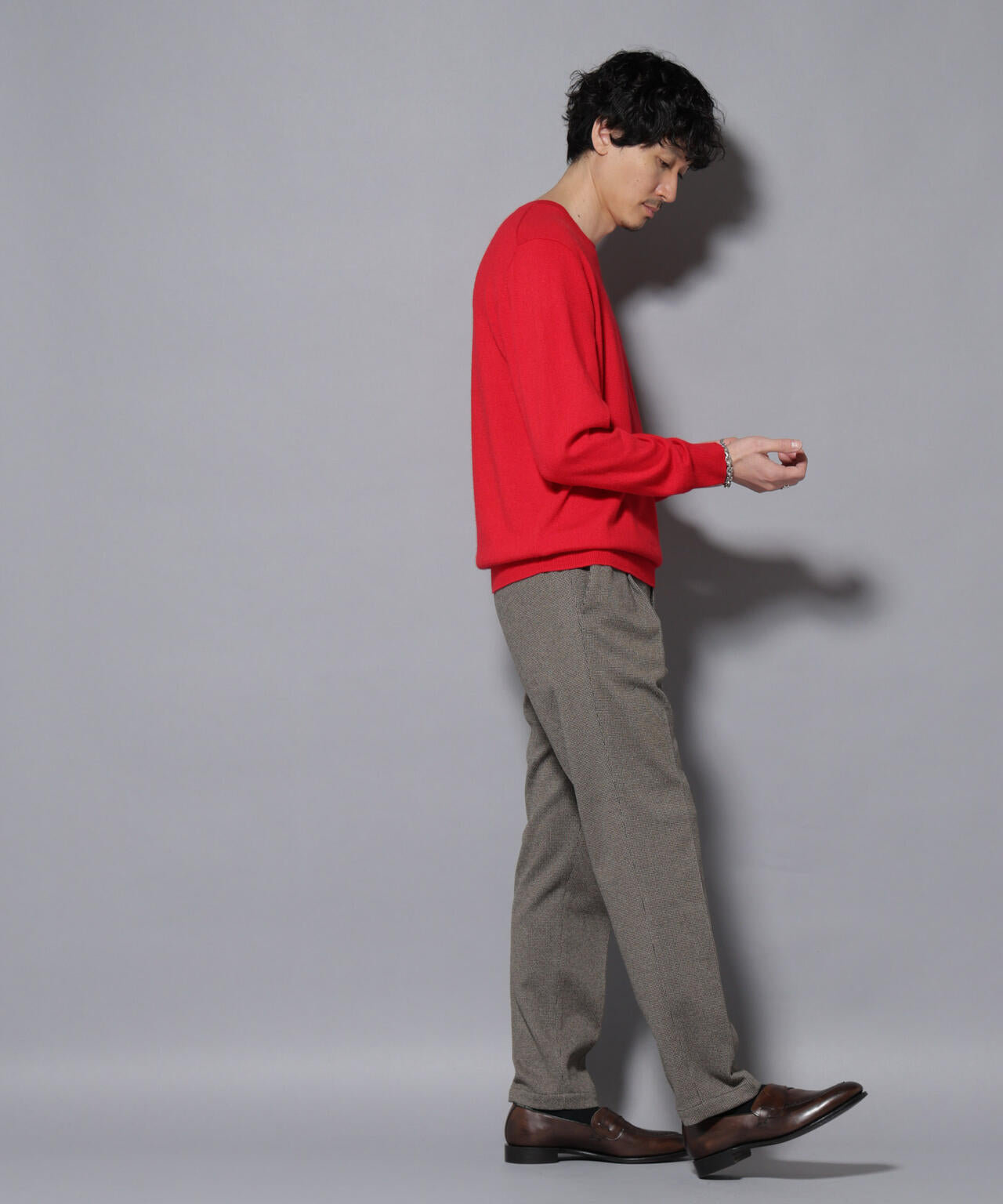 カシミヤミックスクルーネックニット