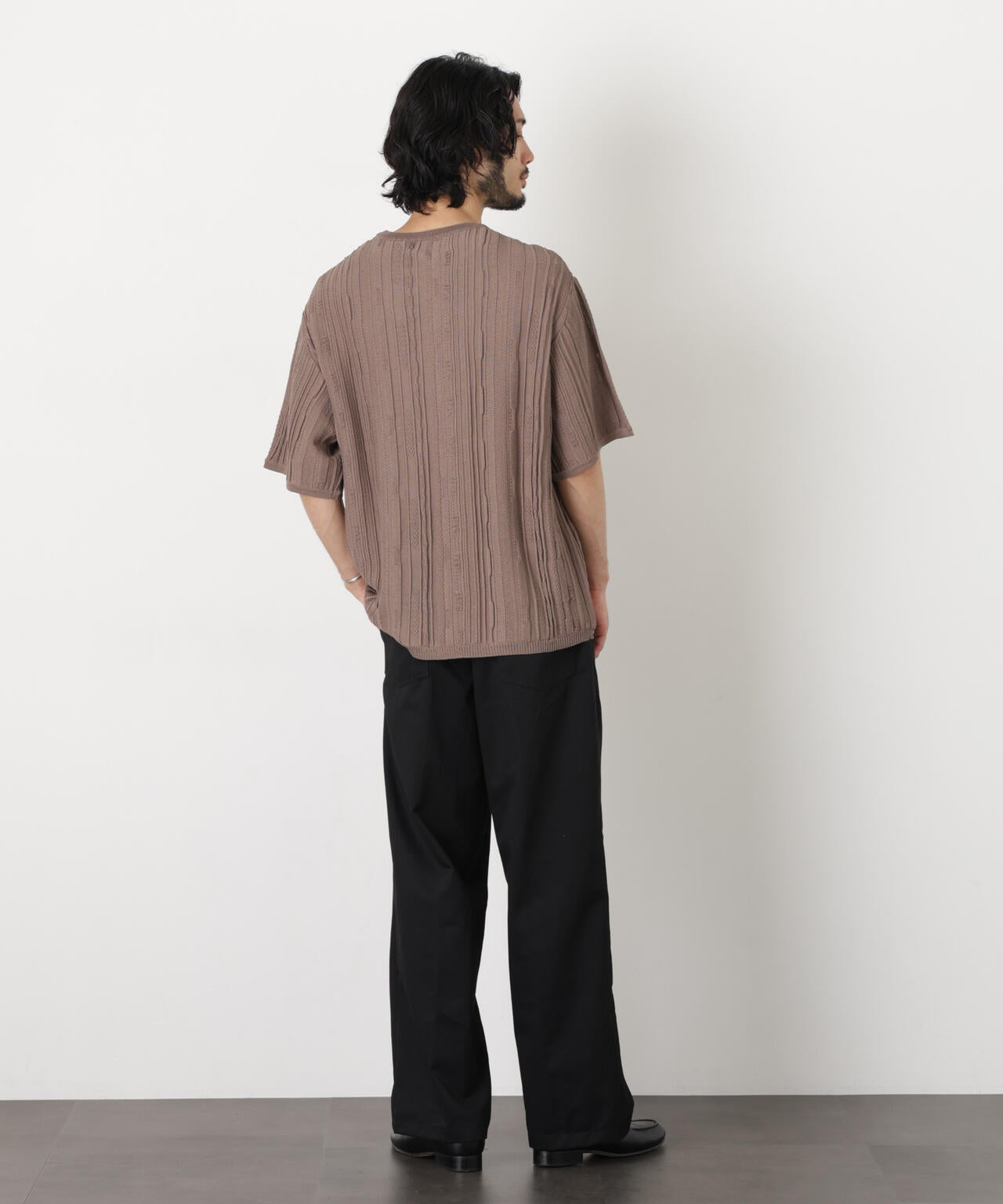 立体ジャガードニット 半袖