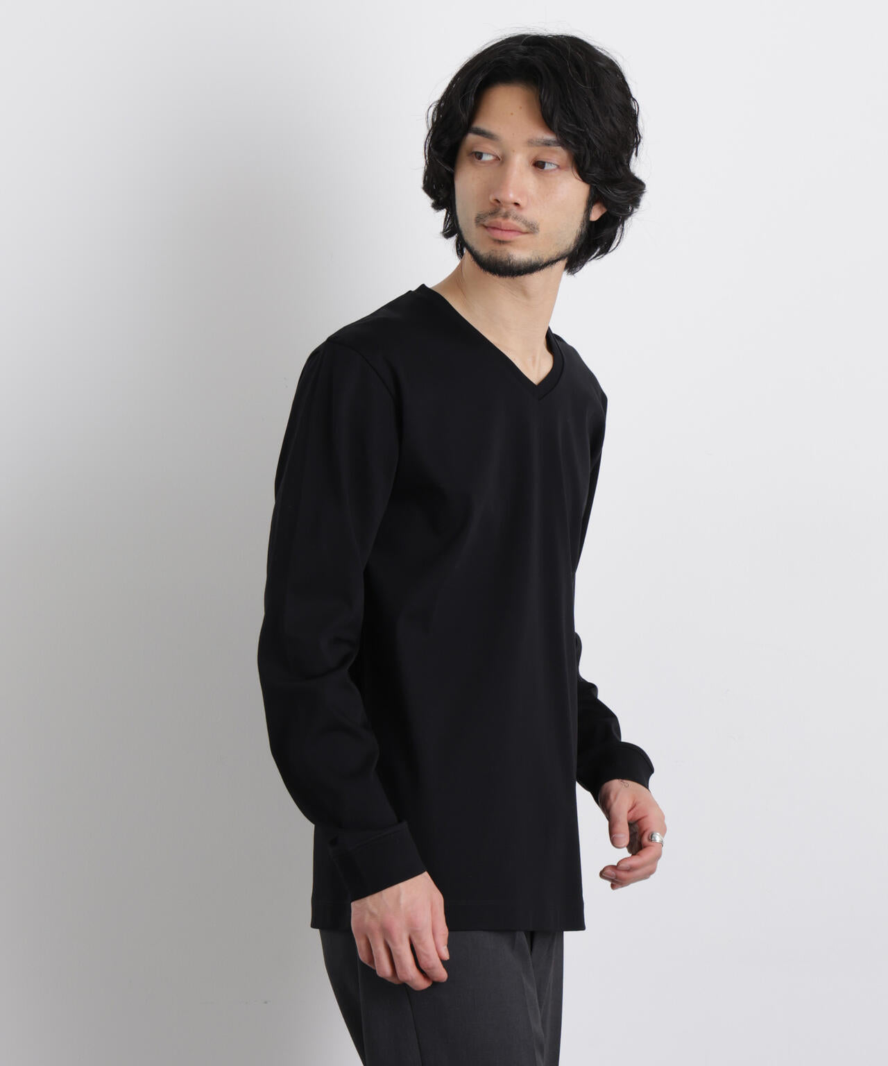 アンチスメルVネックTシャツ 長袖