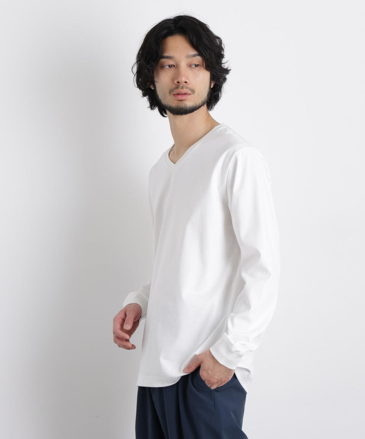 アンチスメルVネックTシャツ 長袖