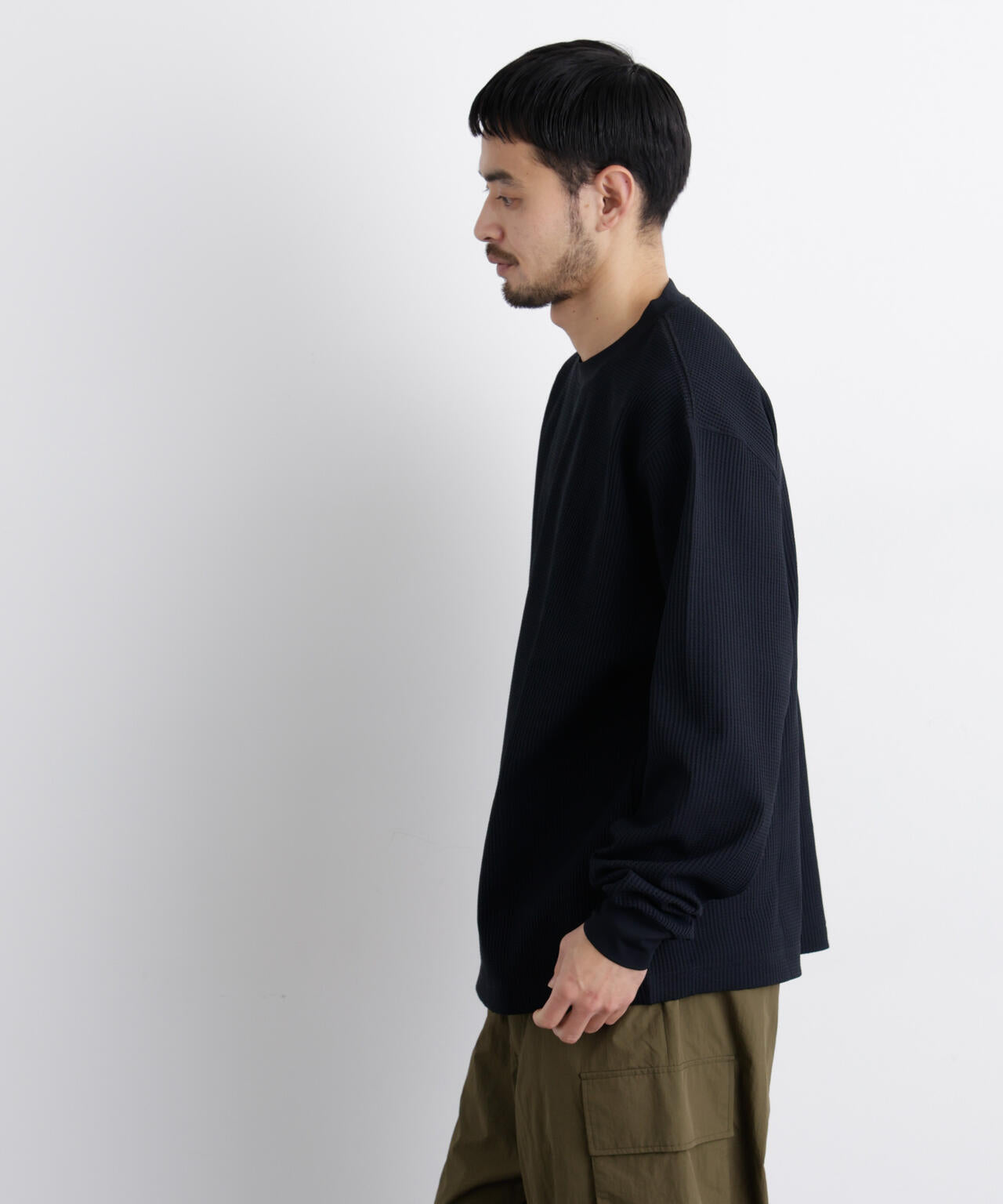 ワッフルプルオーバーTシャツ 長袖