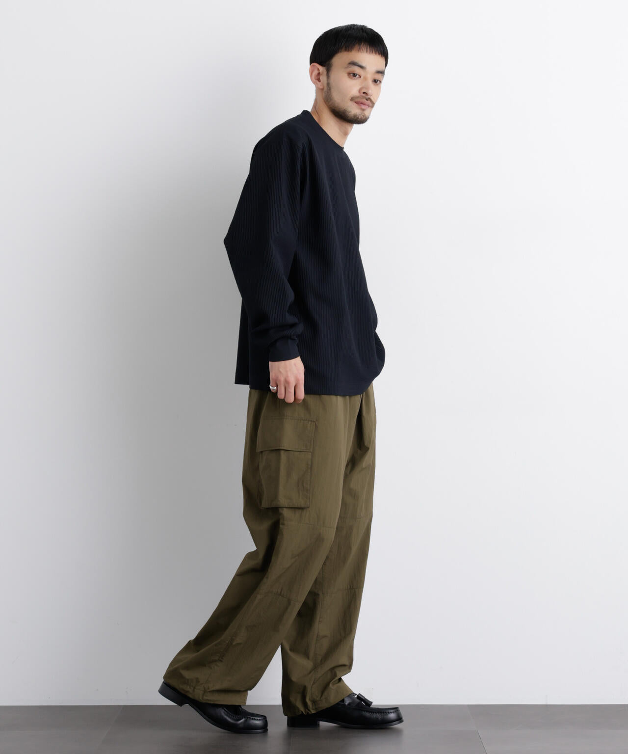 ワッフルプルオーバーTシャツ 長袖