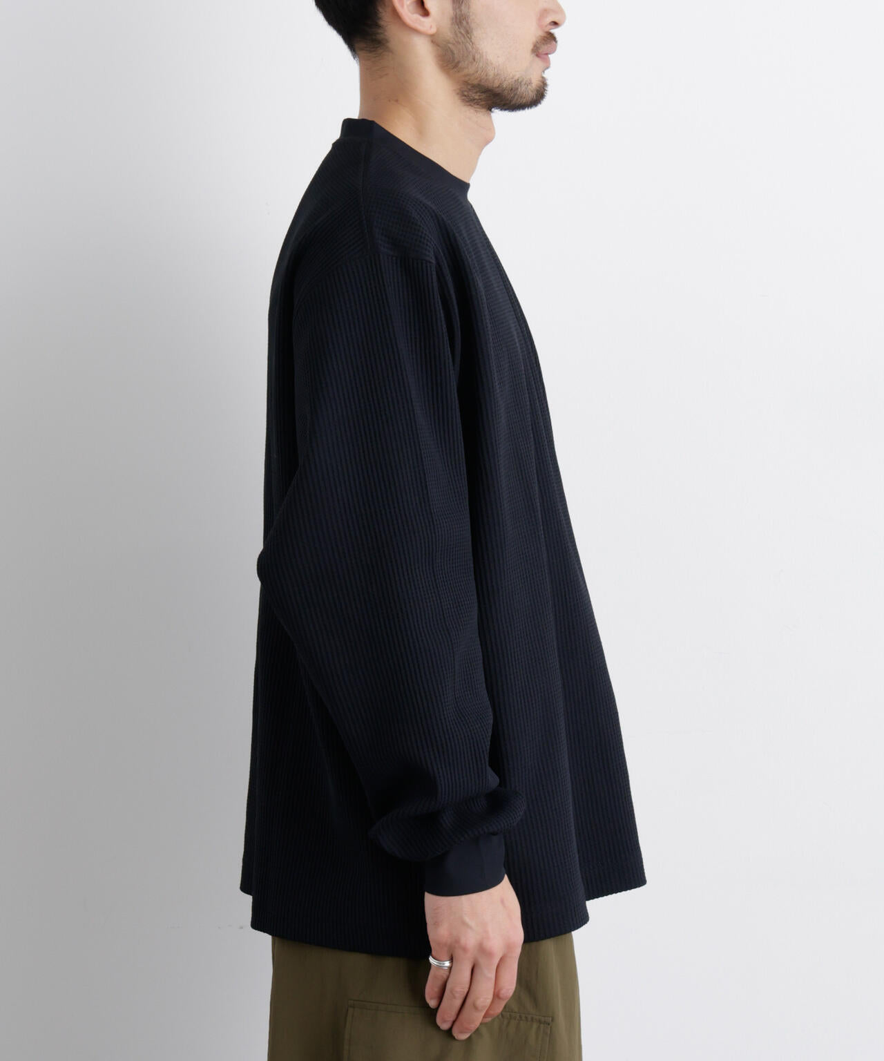 ワッフルプルオーバーTシャツ 長袖