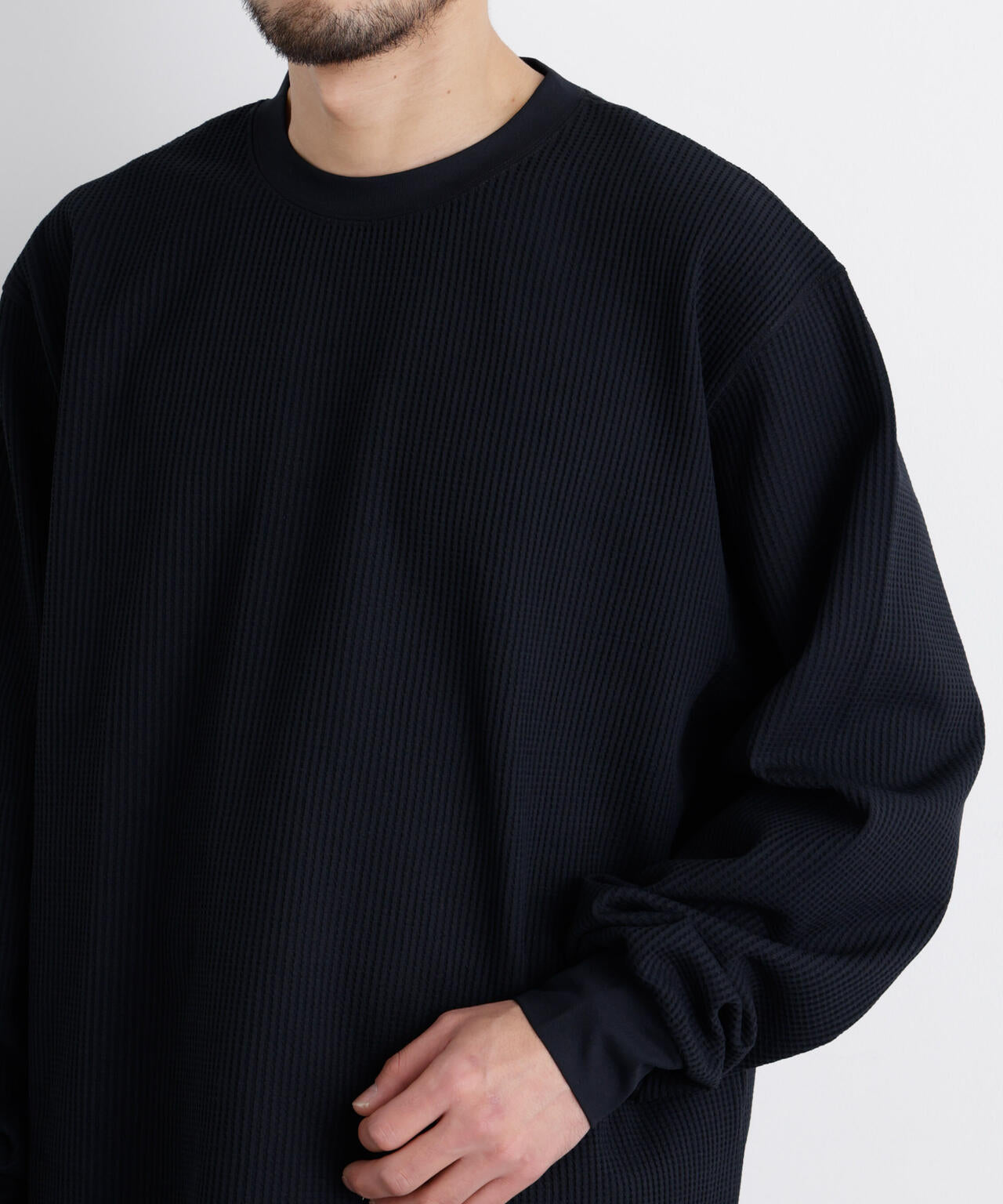 ワッフルプルオーバーTシャツ 長袖