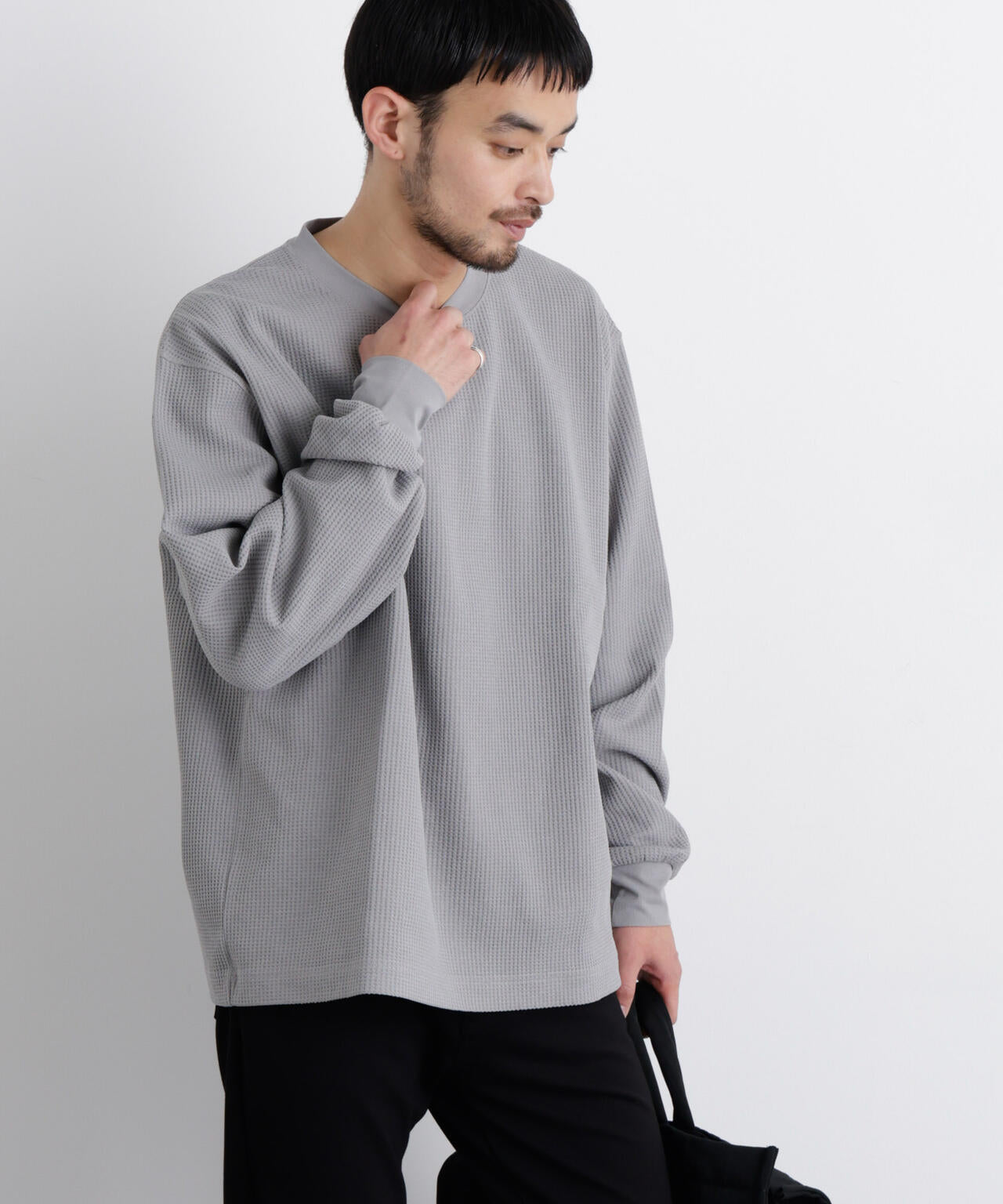 ワッフルプルオーバーTシャツ 長袖