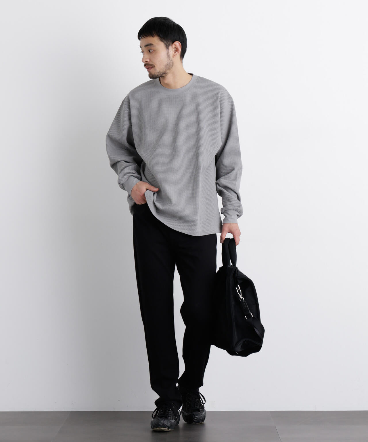 ワッフルプルオーバーTシャツ 長袖