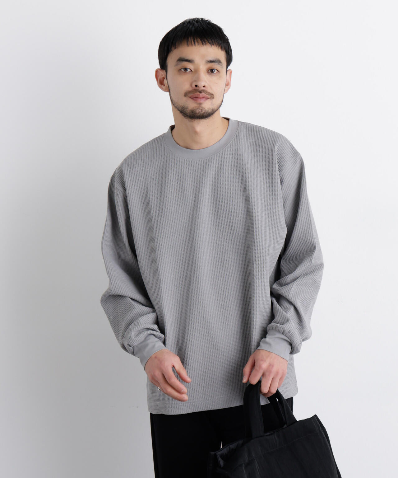 ワッフルプルオーバーTシャツ 長袖