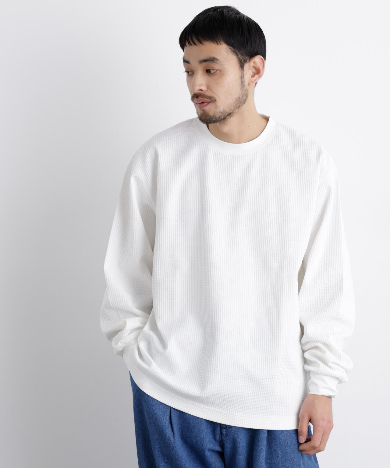 ワッフルプルオーバーTシャツ 長袖