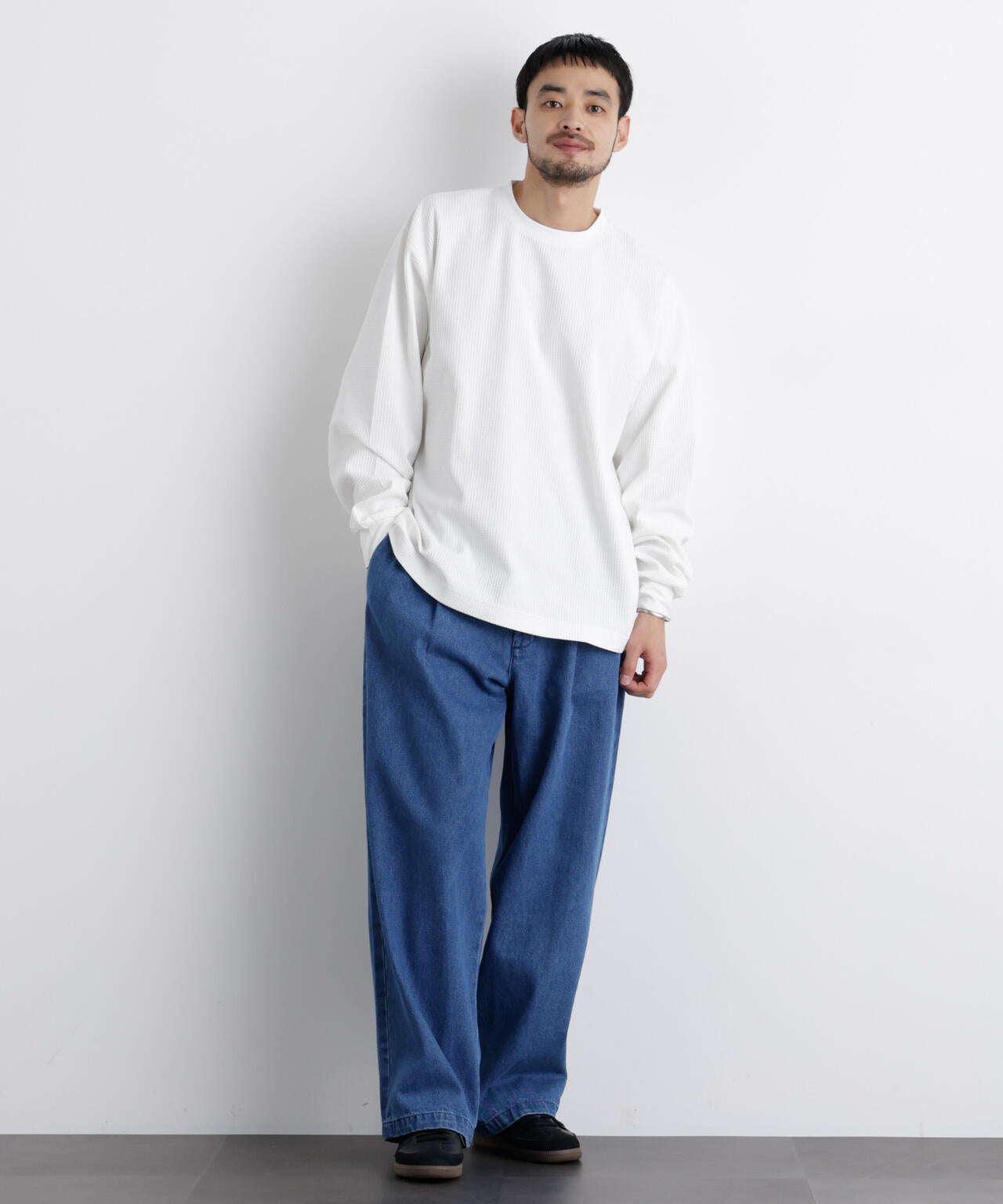 ワッフルプルオーバーTシャツ 長袖