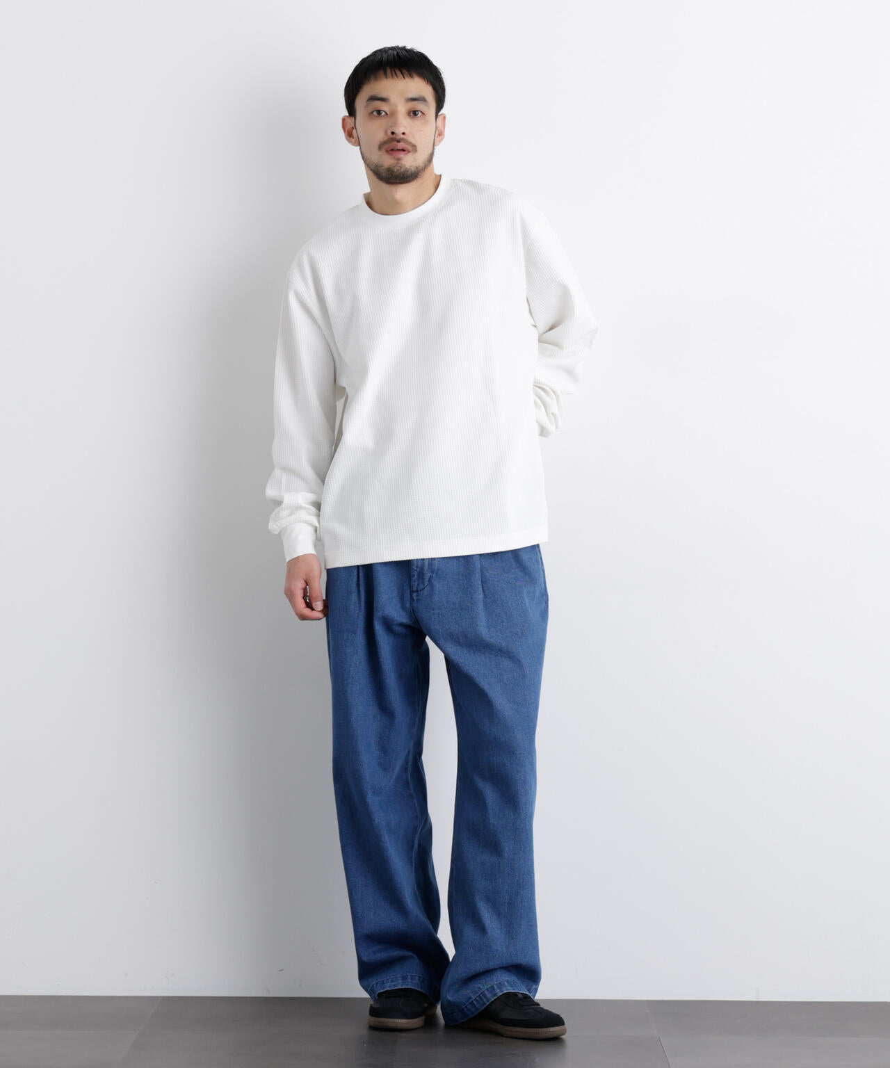 ワッフルプルオーバーTシャツ 長袖