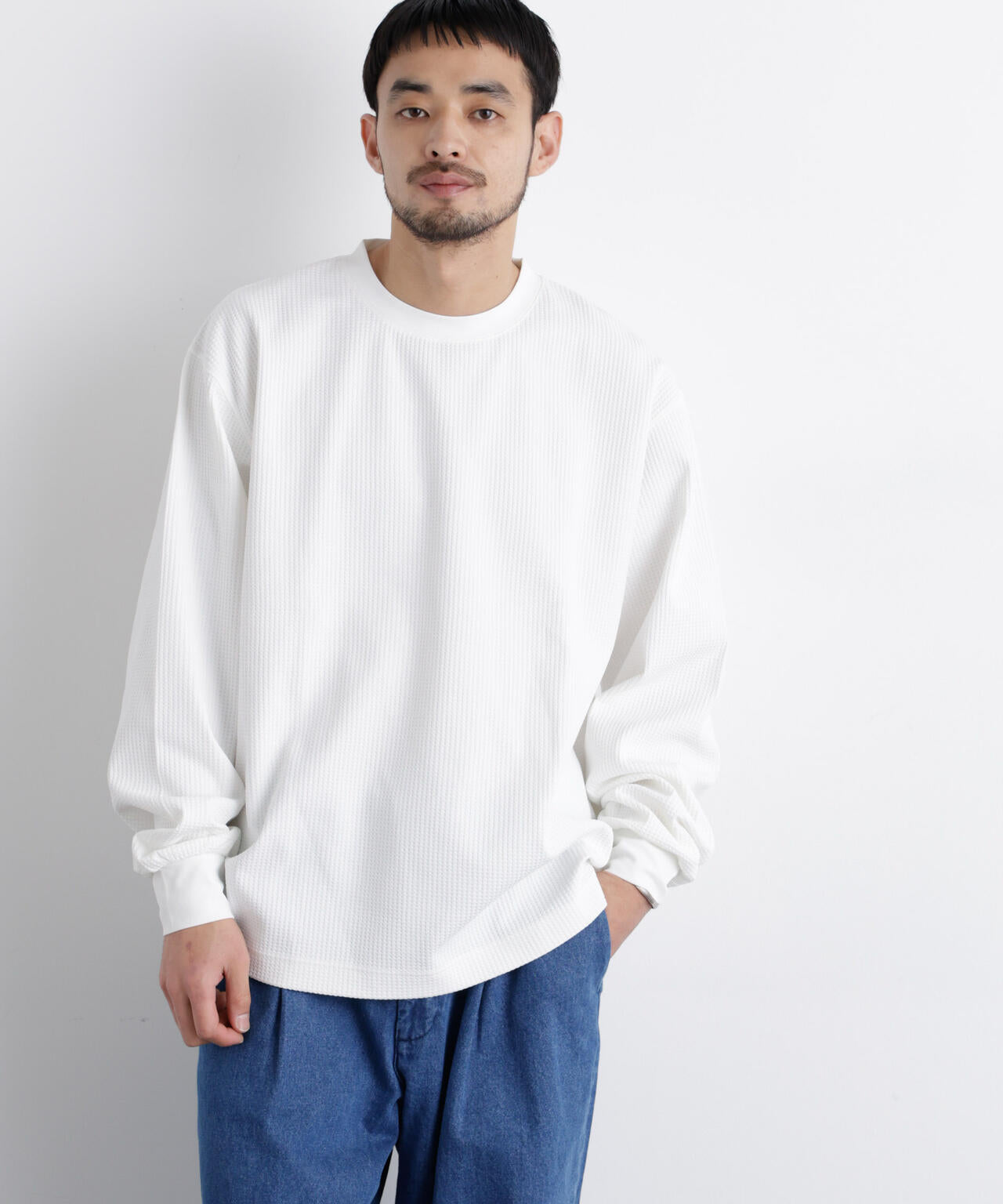 ワッフルプルオーバーTシャツ 長袖