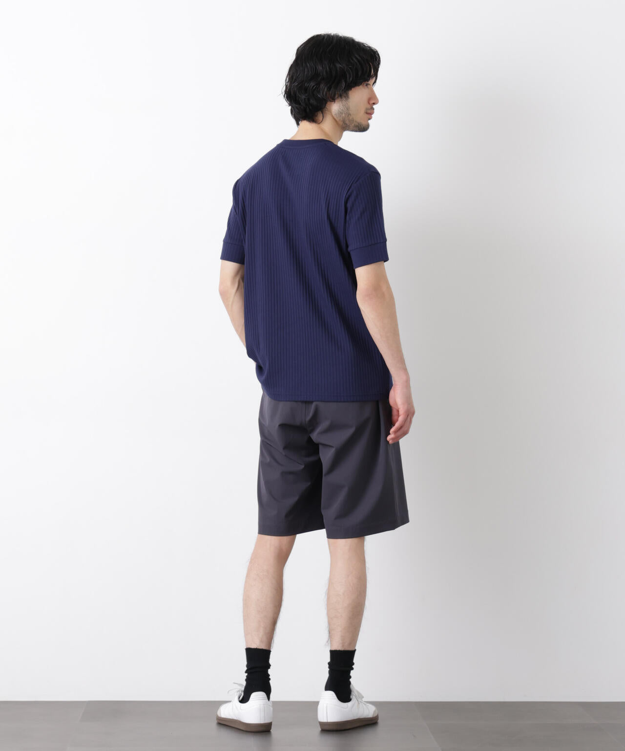 ワイドリブスタンダードヘンリーネックTシャツ 半袖