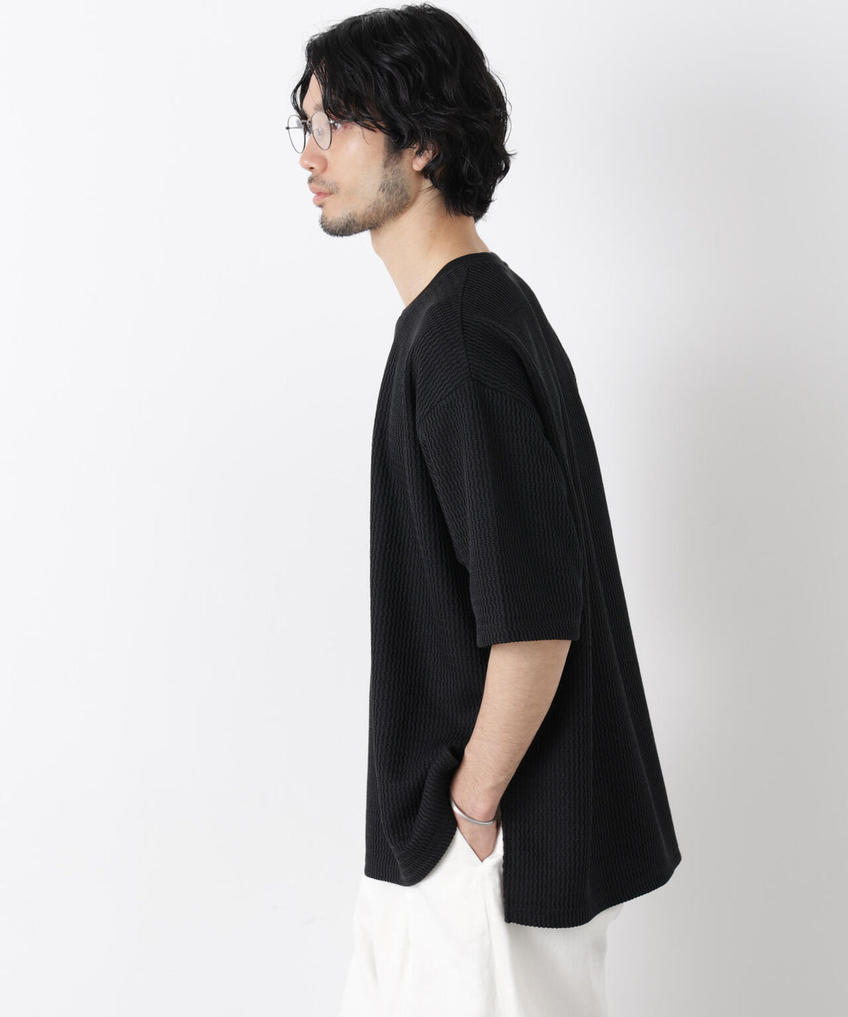 ジャガードニットソーTシャツ 半袖(セットアップ可)