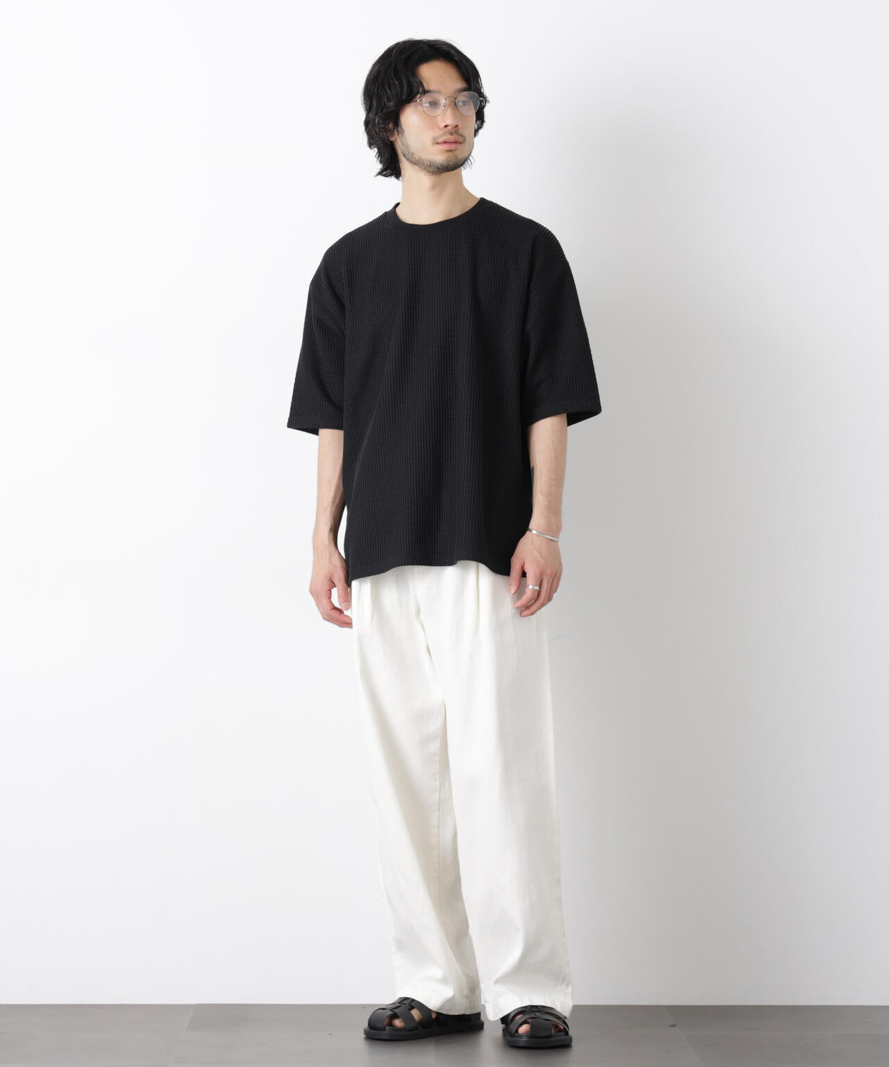 ジャガードニットソーTシャツ 半袖(セットアップ可)