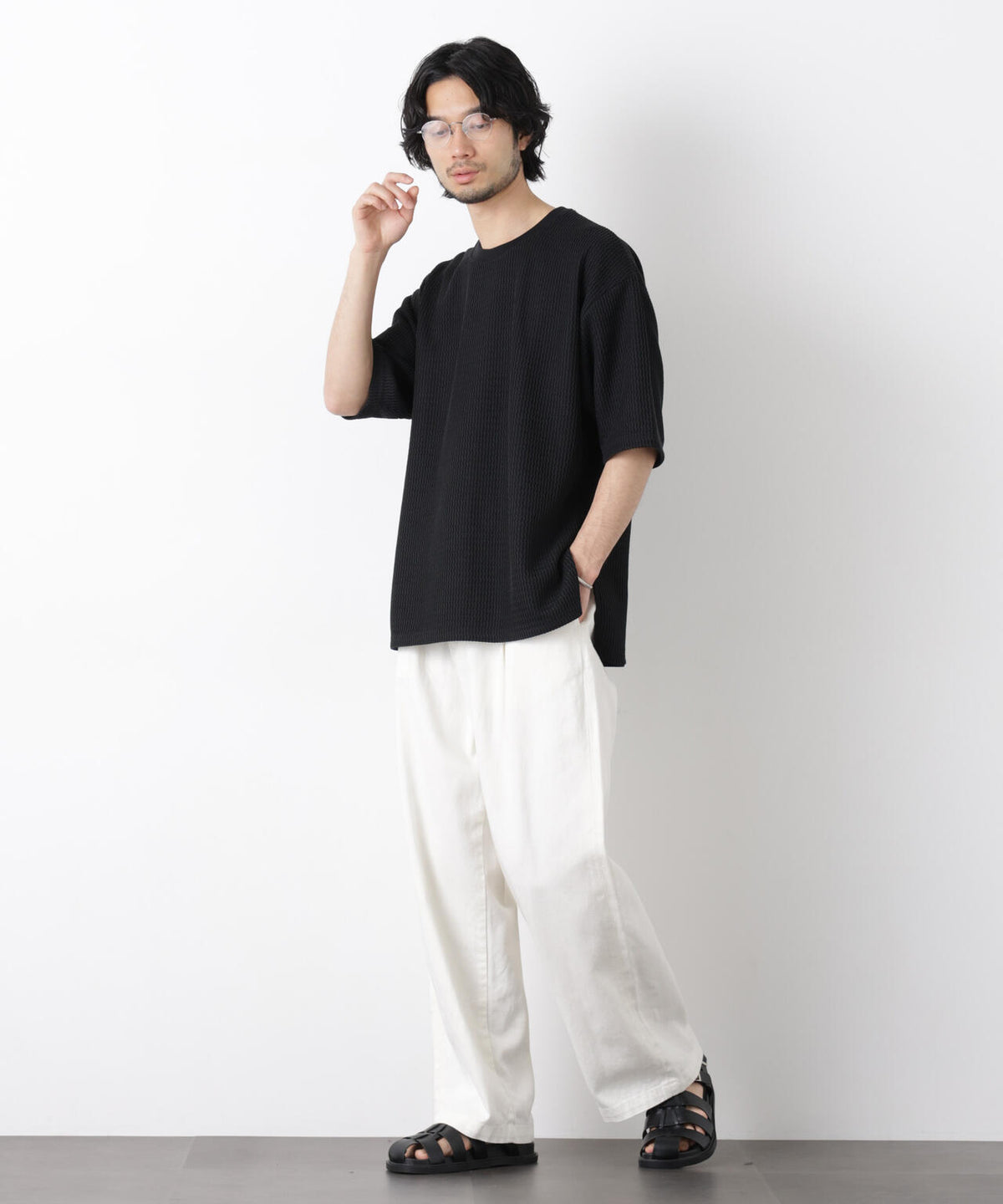 ジャガードニットソーTシャツ 半袖(セットアップ可)