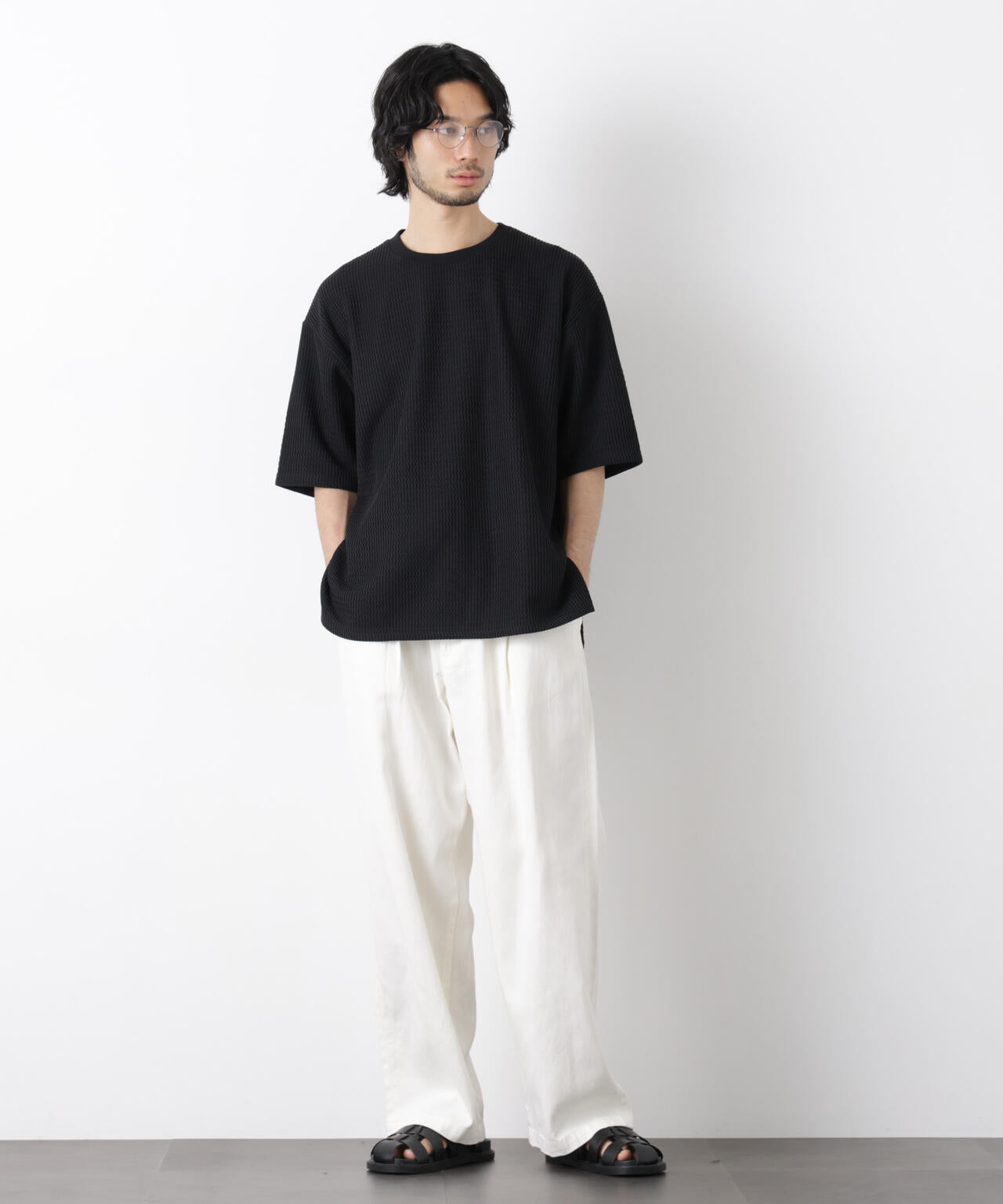 ジャガードニットソーTシャツ 半袖(セットアップ可)