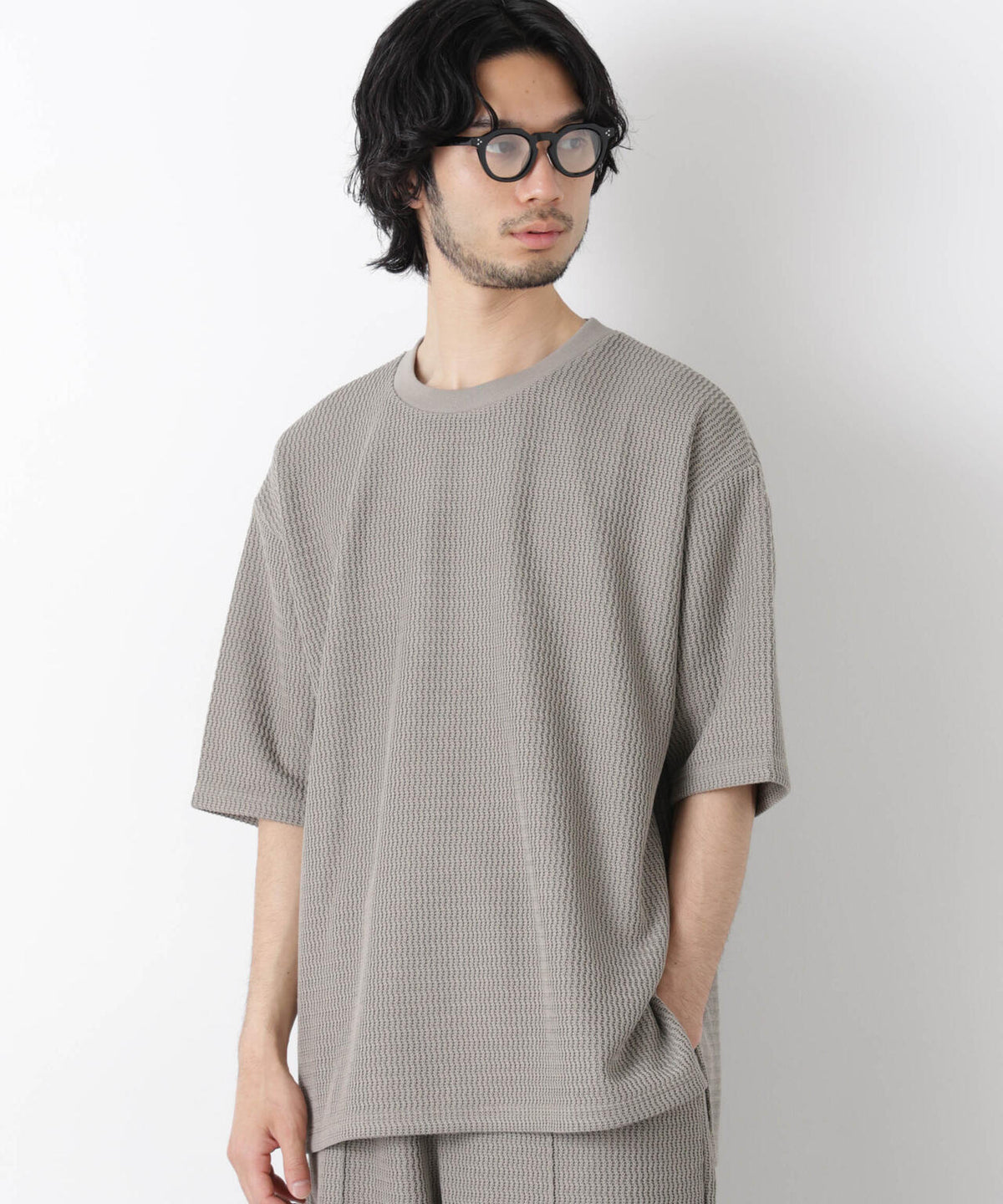 ジャガードニットソーTシャツ 半袖(セットアップ可)