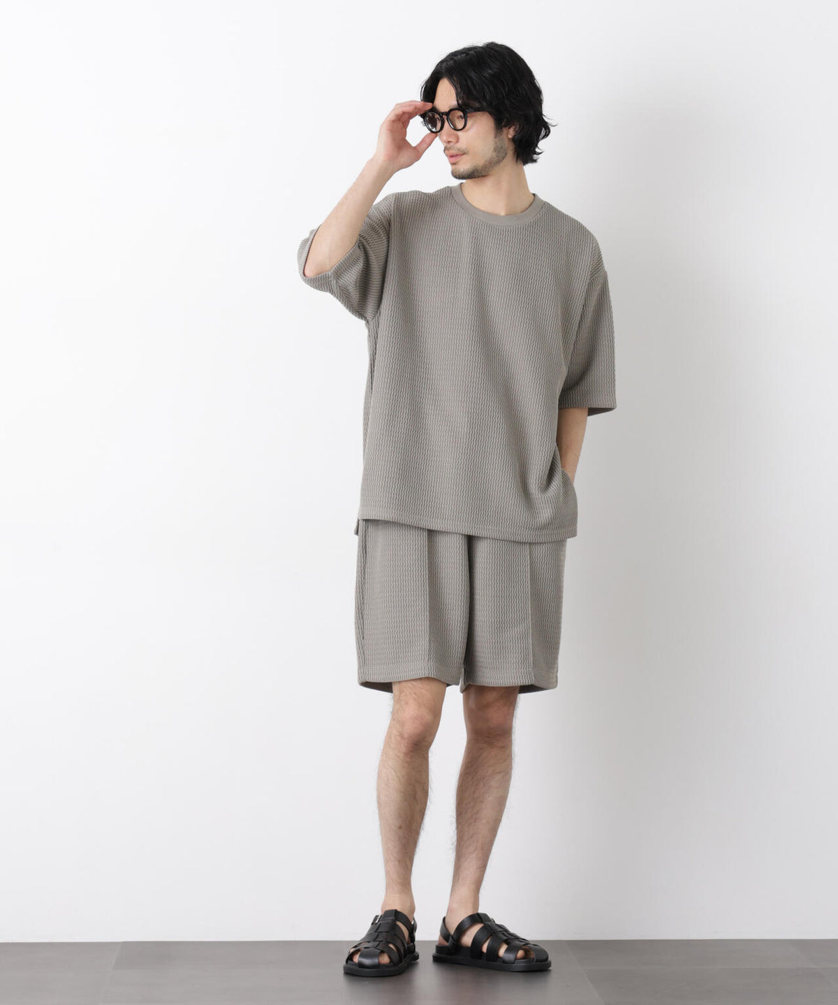 ジャガードニットソーTシャツ 半袖(セットアップ可)