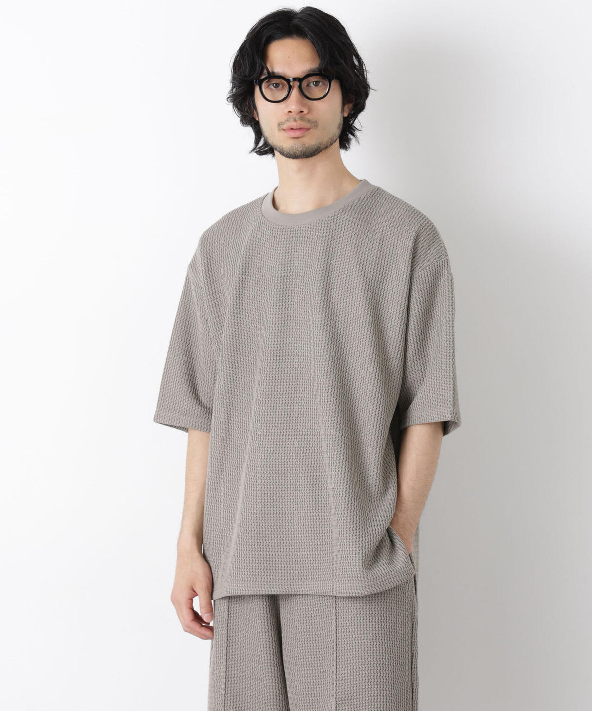 ジャガードニットソーTシャツ 半袖(セットアップ可)