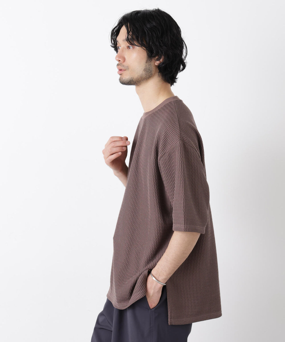 ジャガードニットソーTシャツ 半袖(セットアップ可)