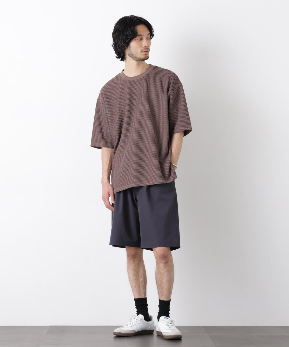ジャガードニットソーTシャツ 半袖(セットアップ可)