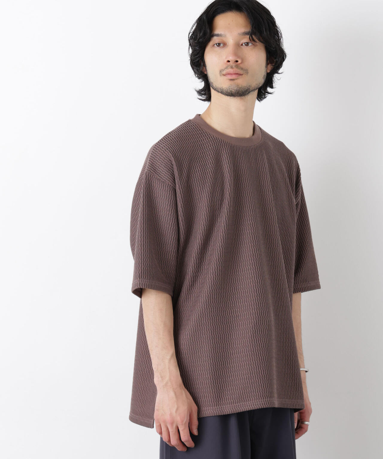 ジャガードニットソーTシャツ 半袖(セットアップ可)