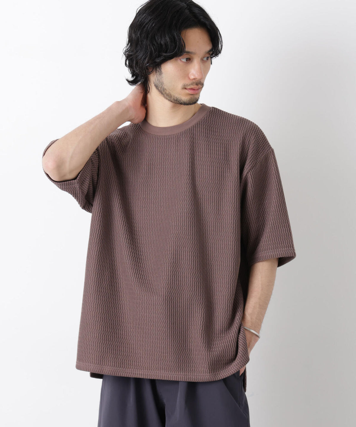 ジャガードニットソーTシャツ 半袖(セットアップ可)