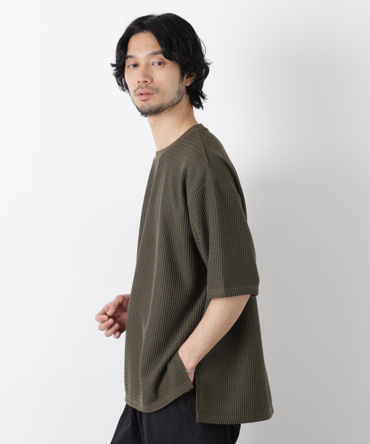 ジャガードニットソーTシャツ 半袖(セットアップ可)