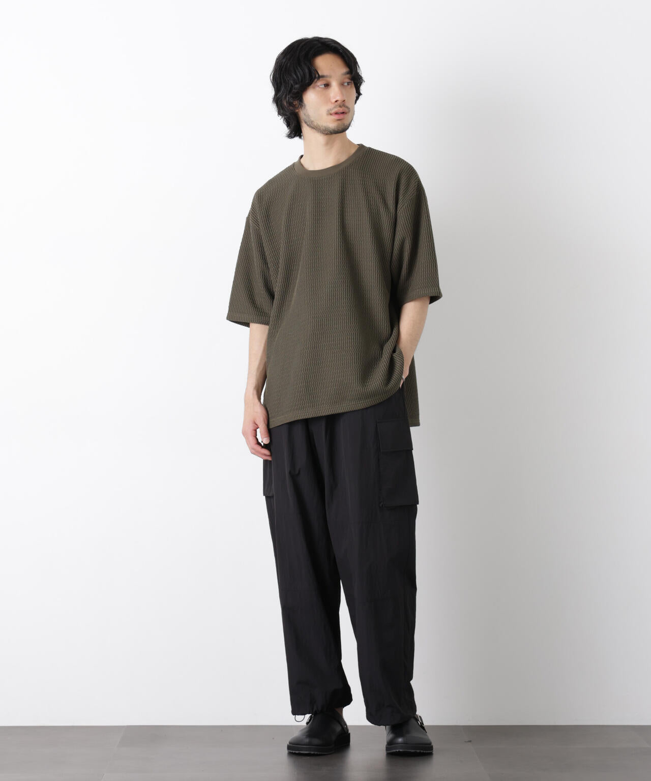 ジャガードニットソーTシャツ 半袖(セットアップ可)