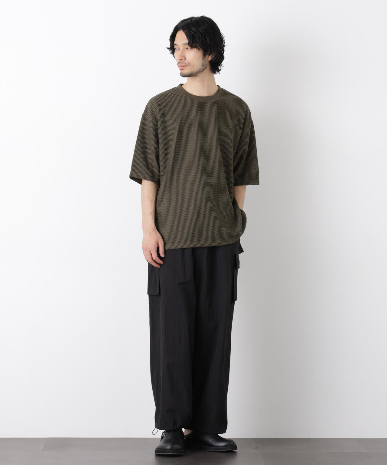 ジャガードニットソーTシャツ 半袖(セットアップ可)