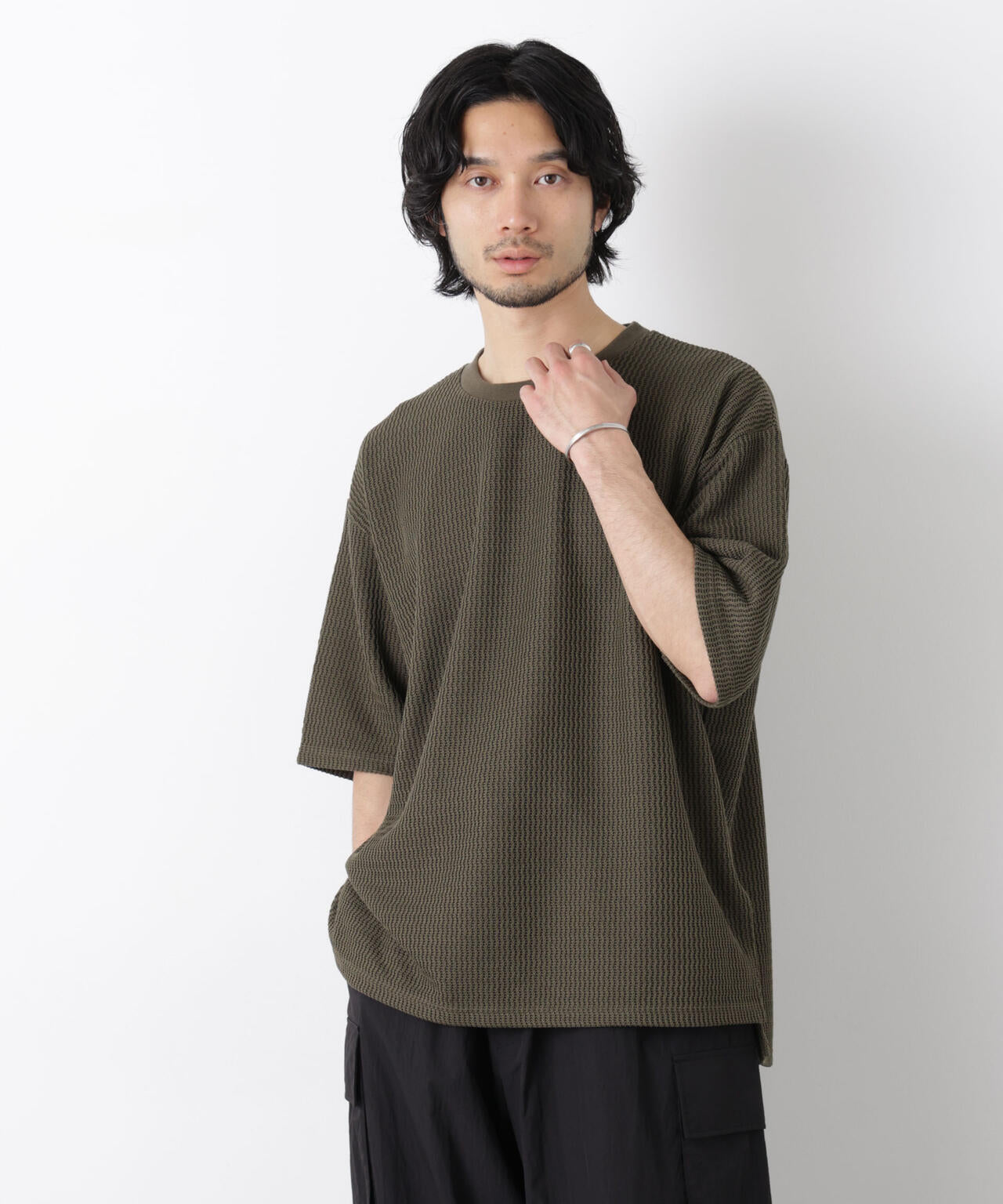 ジャガードニットソーTシャツ 半袖(セットアップ可)