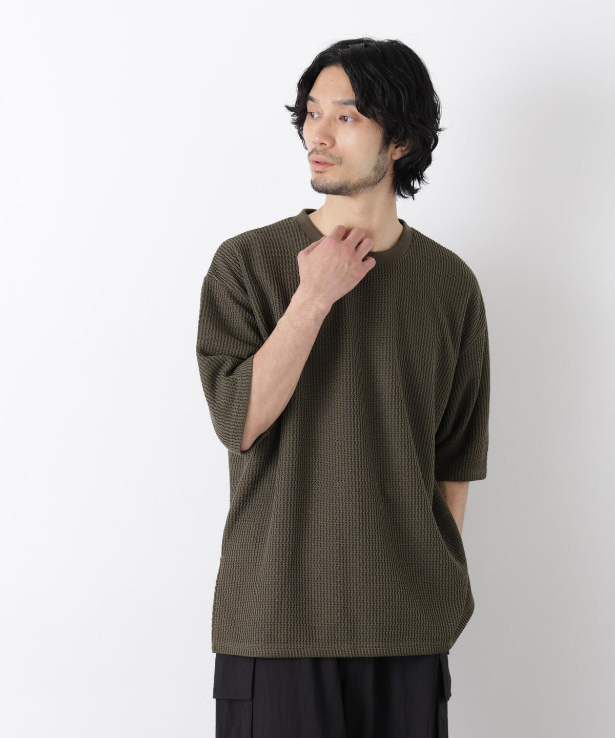 ジャガードニットソーTシャツ 半袖(セットアップ可)