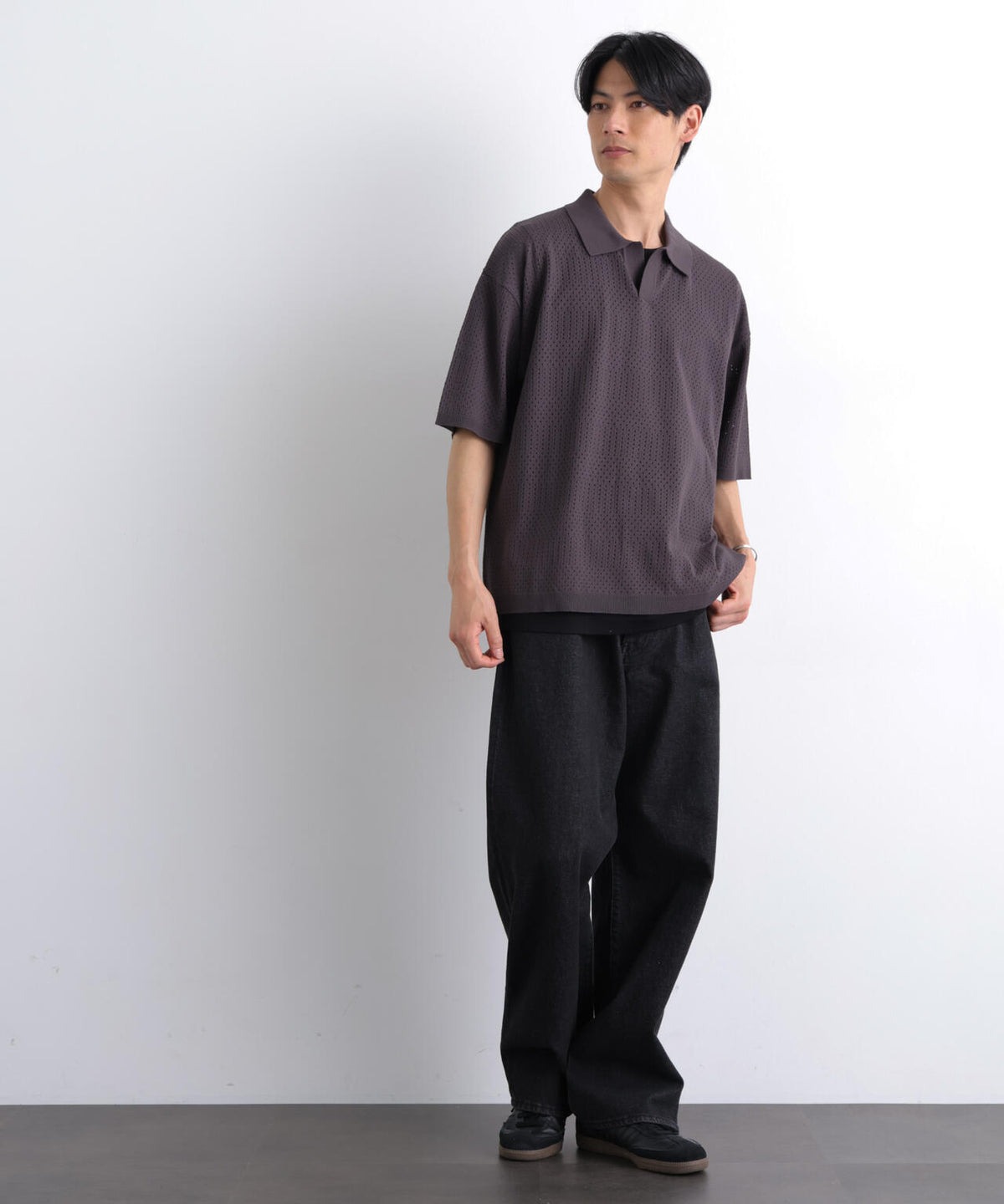 スキッパーテックニットポロシャツ/半袖