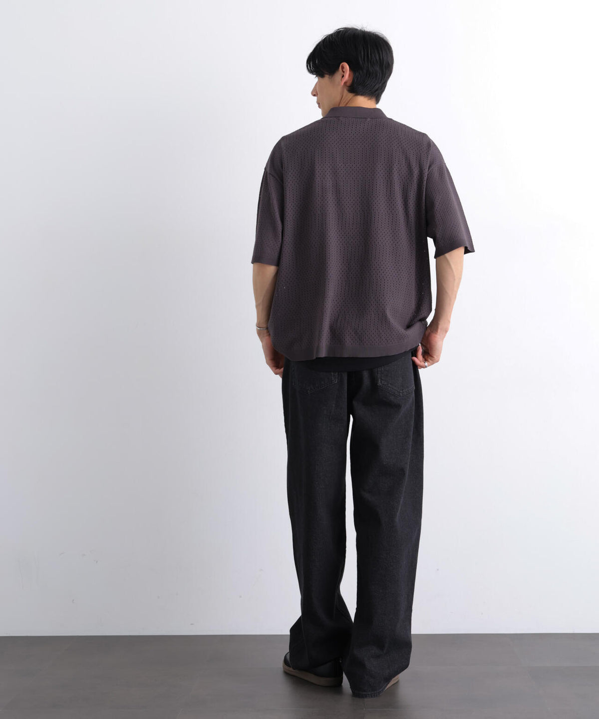 スキッパーテックニットポロシャツ/半袖