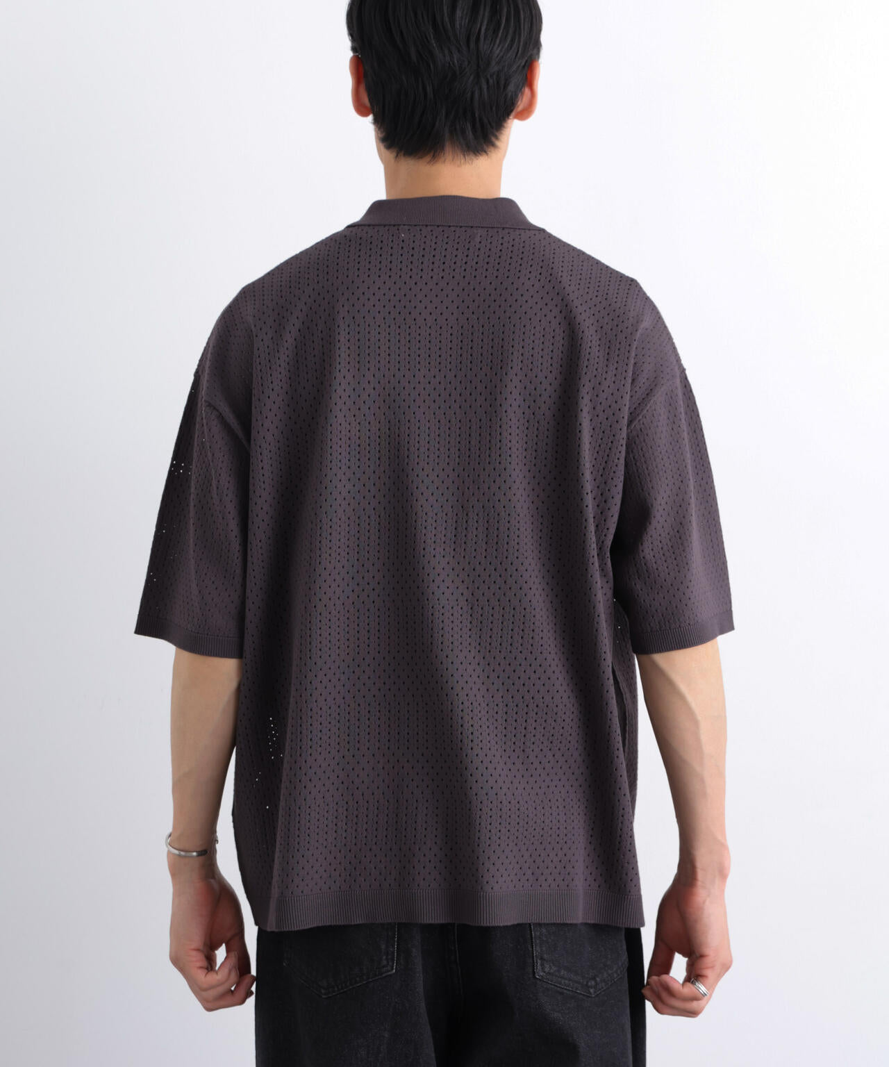 WEB限定/スキッパーテックニットポロシャツ/半袖