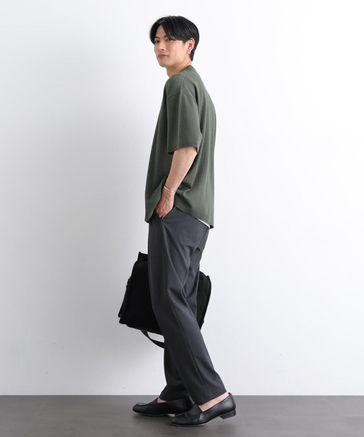 スキッパーテックニットポロシャツ/半袖