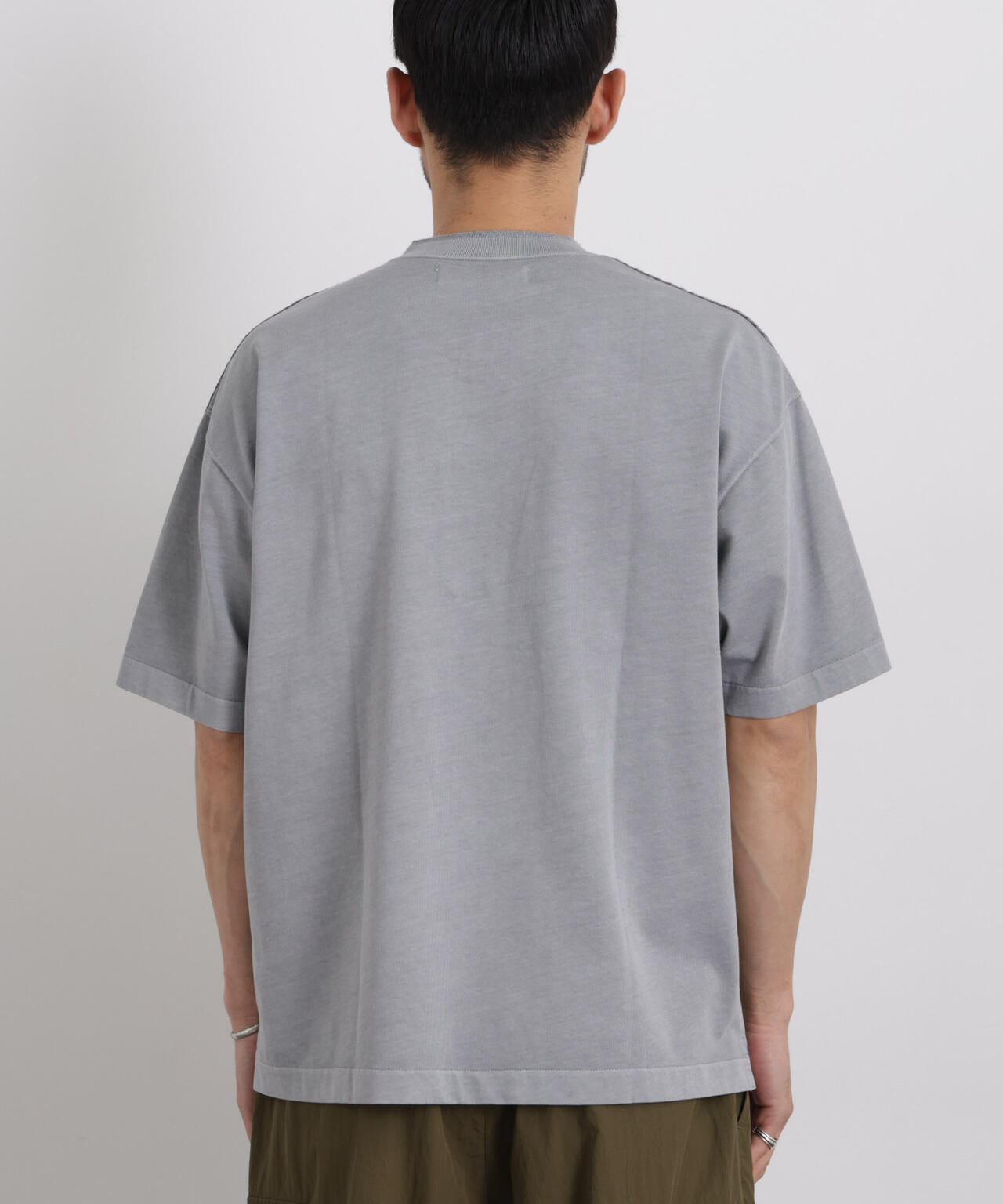 オーバーダイジャガードストライプヘンリーTシャツ 半袖