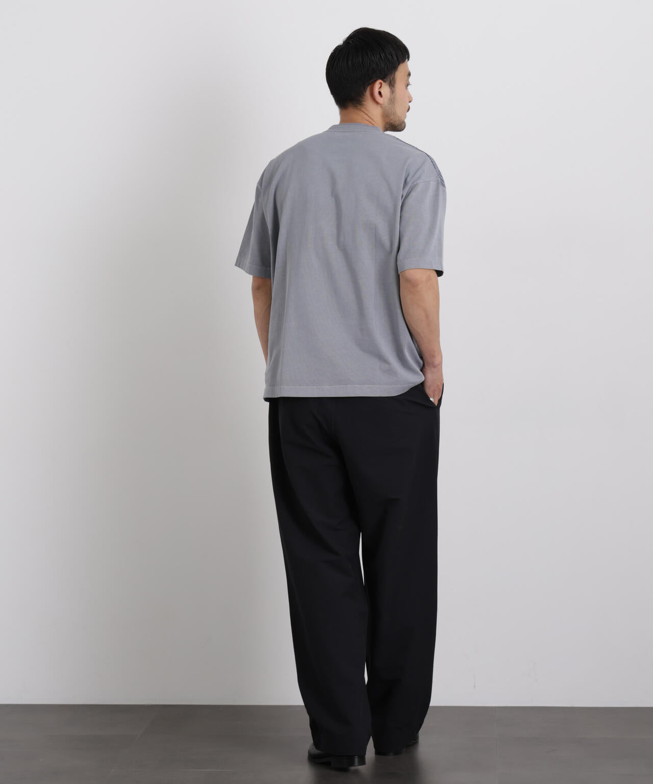 オーバーダイジャガードストライプヘンリーTシャツ 半袖