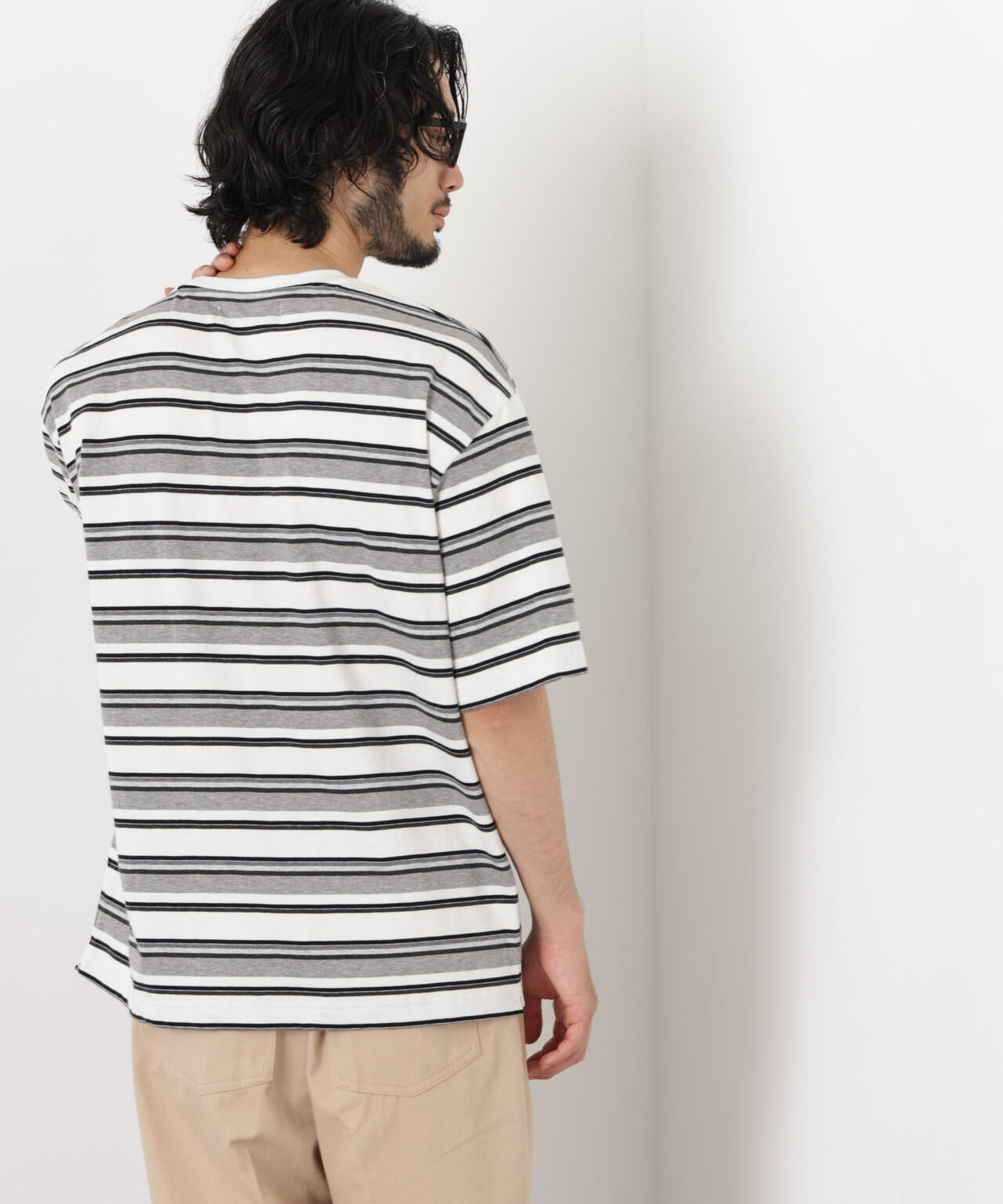 コーマコットンランダムボーダーTシャツ