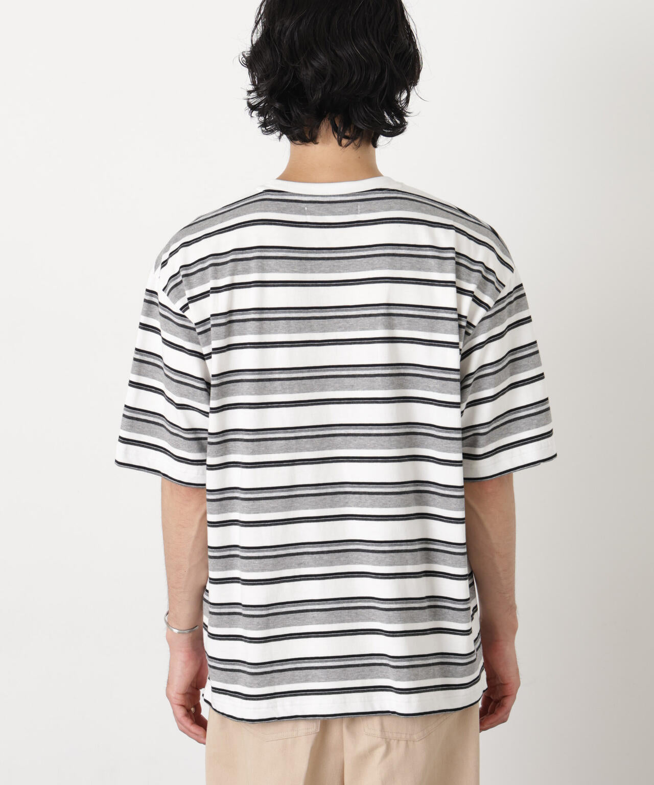 コーマコットンランダムボーダーTシャツ