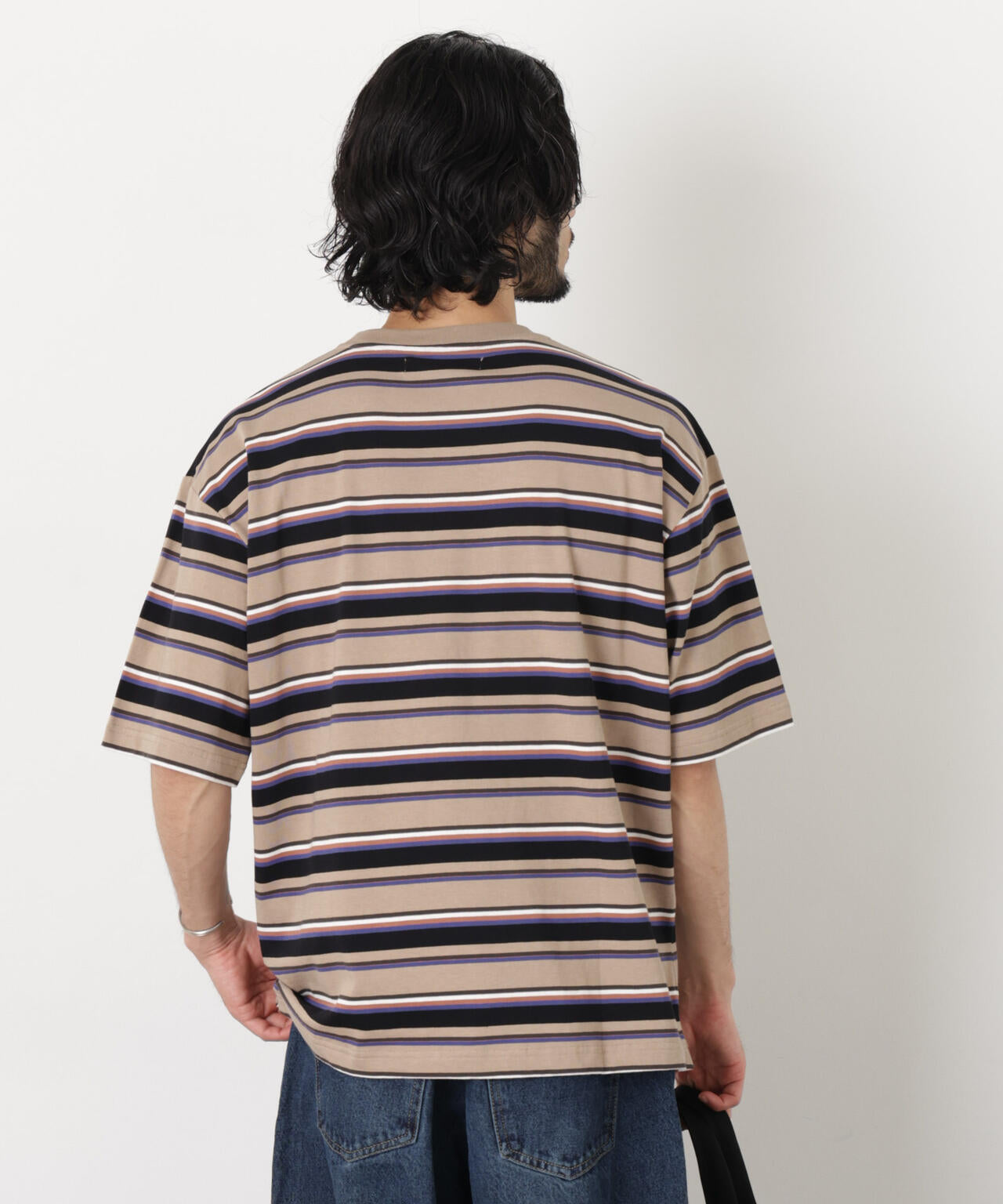 コーマコットンランダムボーダーTシャツ