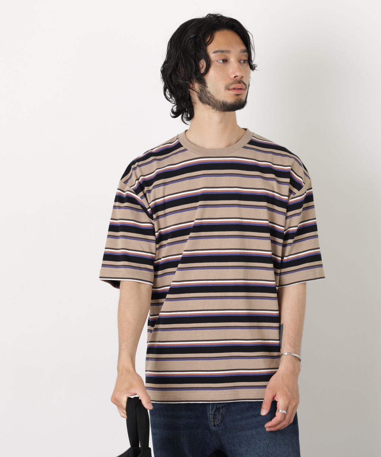 コーマコットンランダムボーダーTシャツ