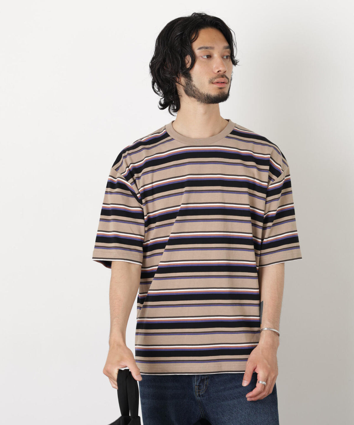 コーマコットンランダムボーダーTシャツ