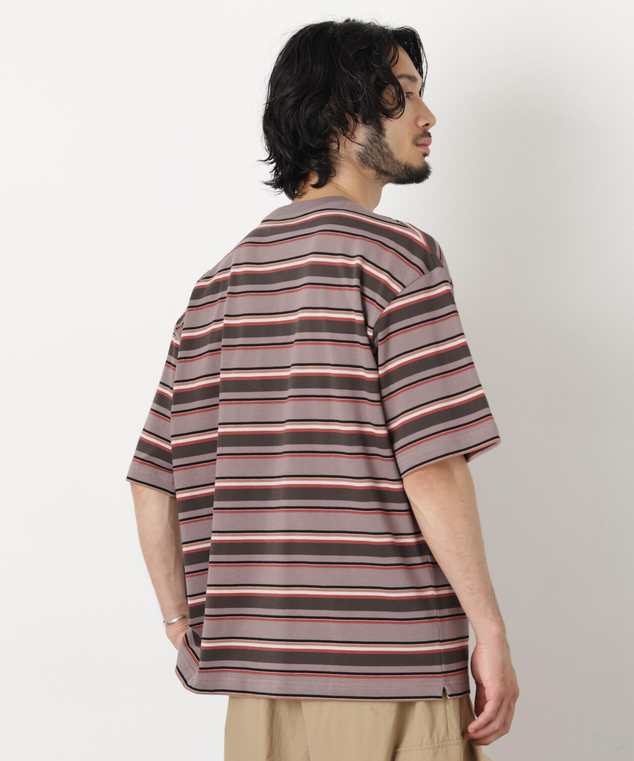 コーマコットンランダムボーダーTシャツ