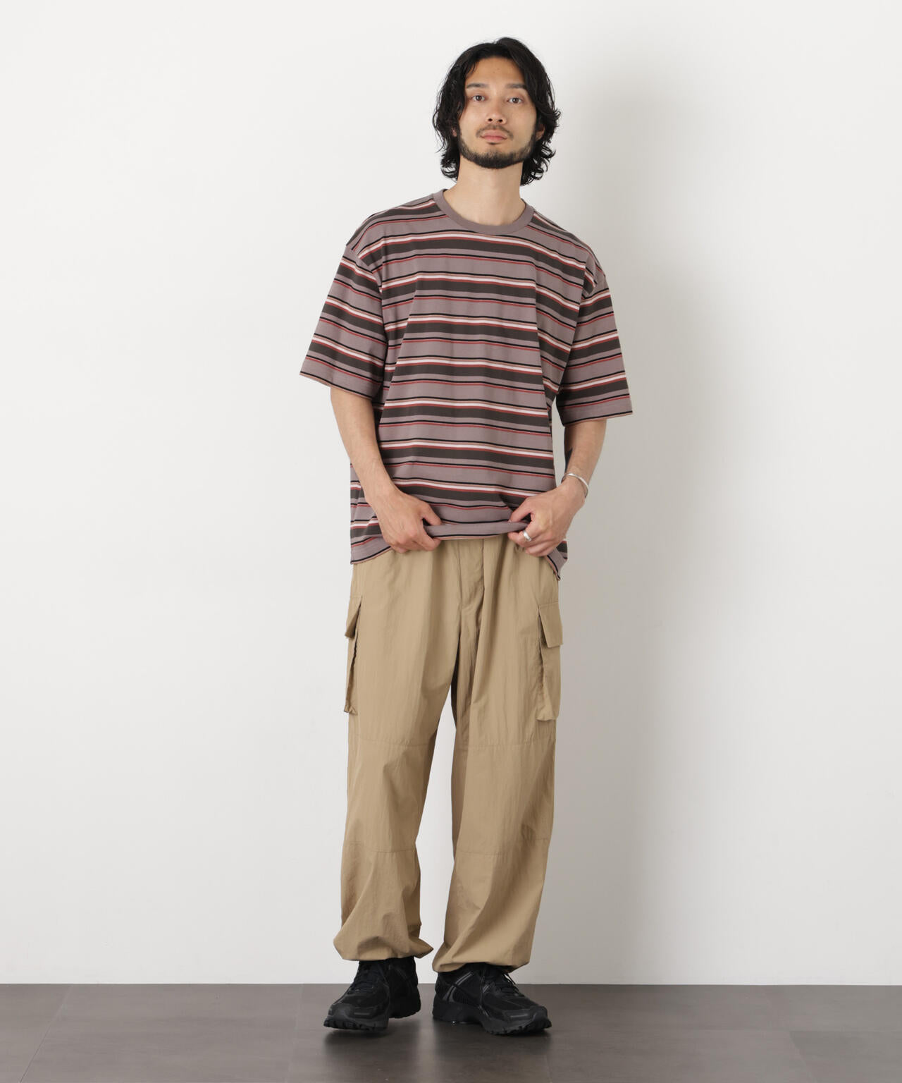 コーマコットンランダムボーダーTシャツ