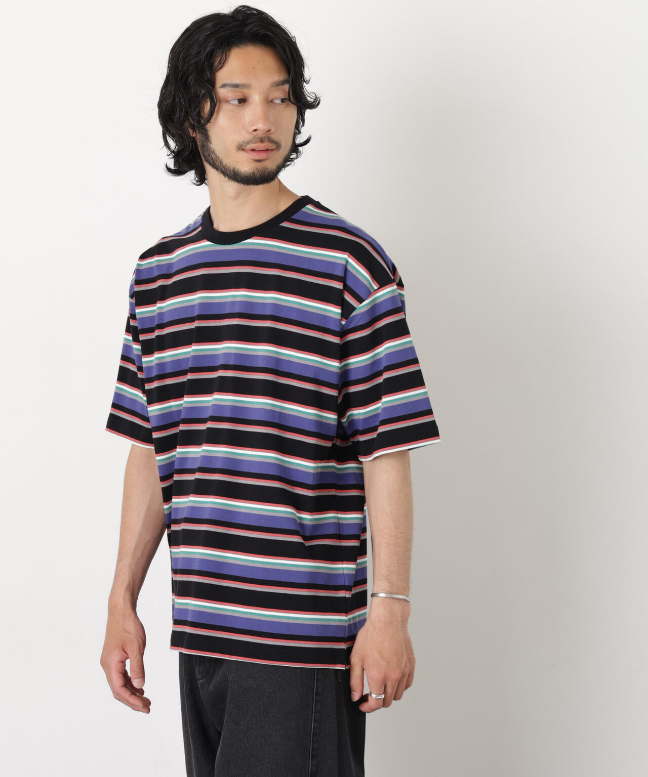 コーマコットンランダムボーダーTシャツ