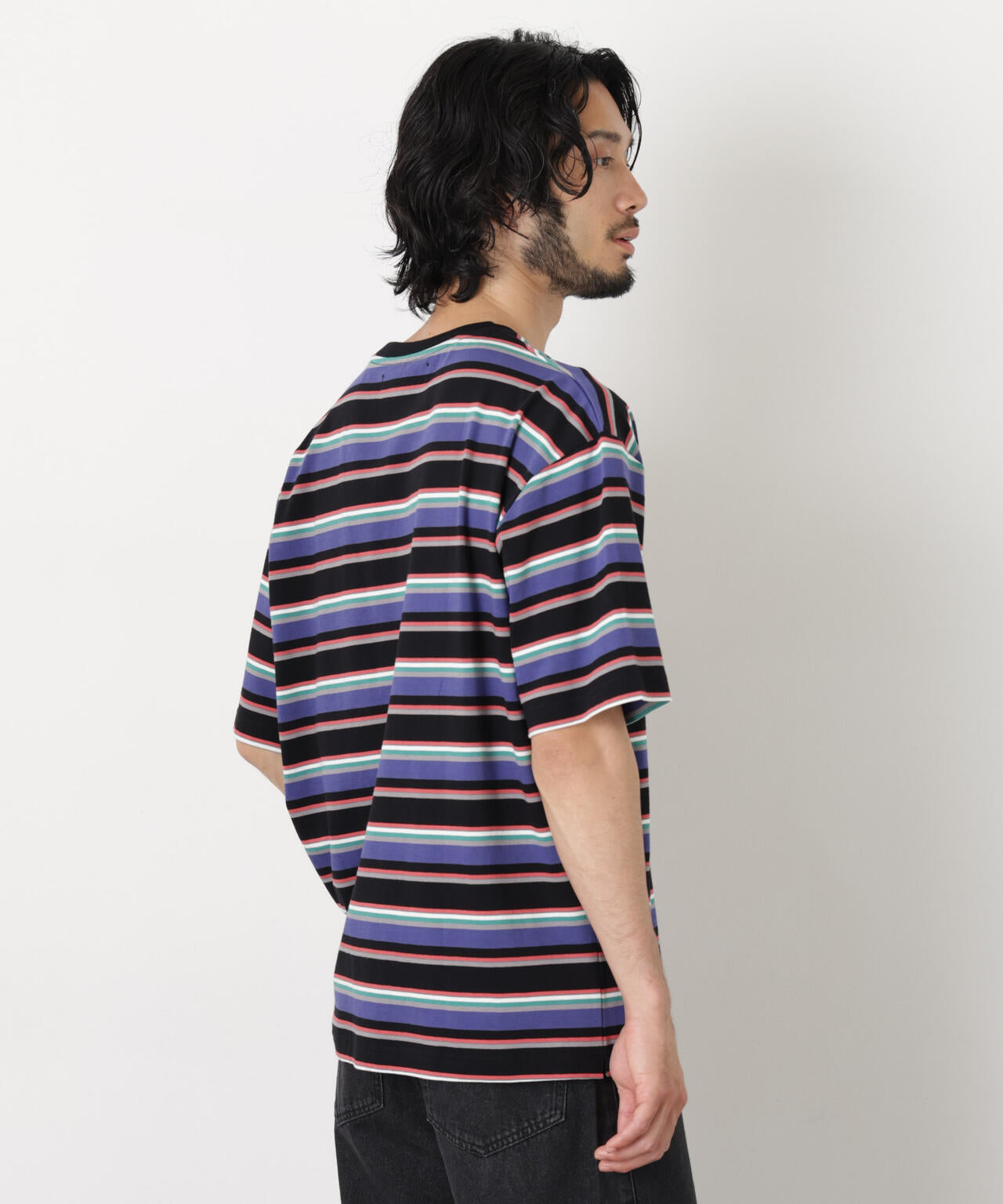 コーマコットンランダムボーダーTシャツ