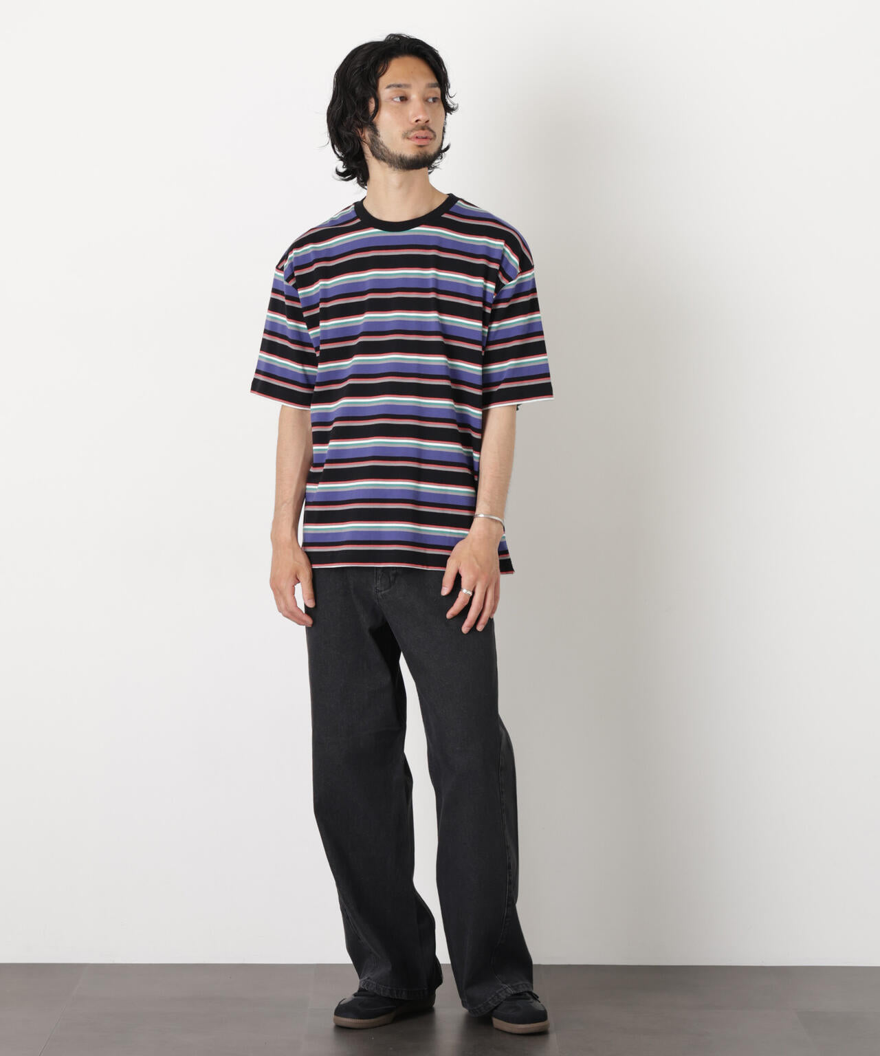 コーマコットンランダムボーダーTシャツ