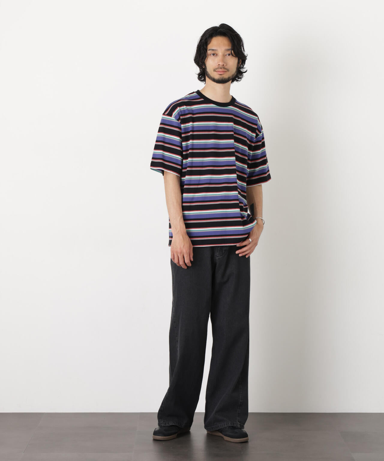 コーマコットンランダムボーダーTシャツ
