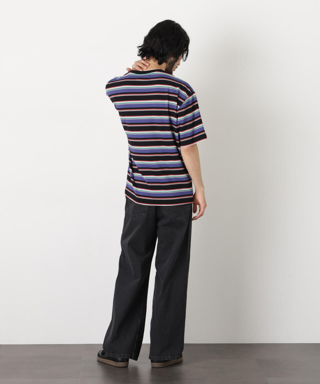 コーマコットンランダムボーダーTシャツ